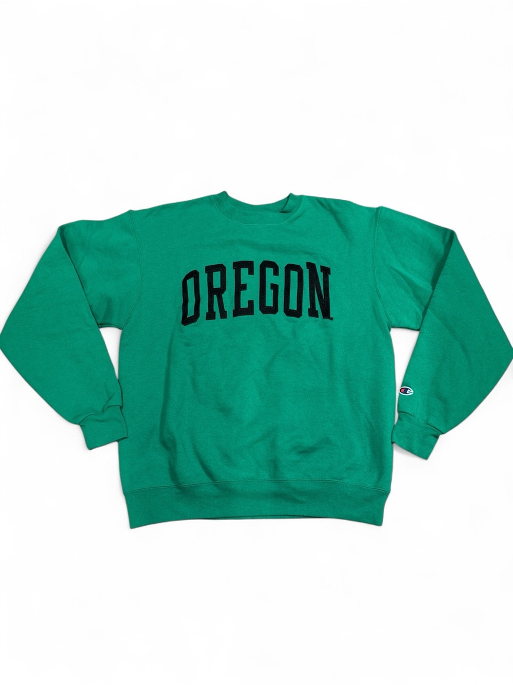Champion Oregon Ducks Crewneck Sweatshirt Green Spellout Arch Logo SZ. M